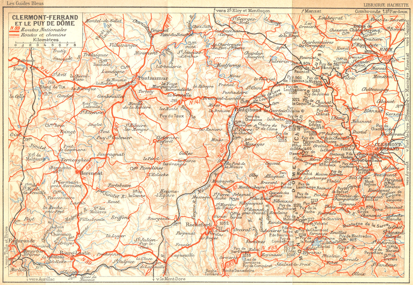PUY-DE-DÔME. Clermont-Ferrand Dome 1935 old vintage map plan chart